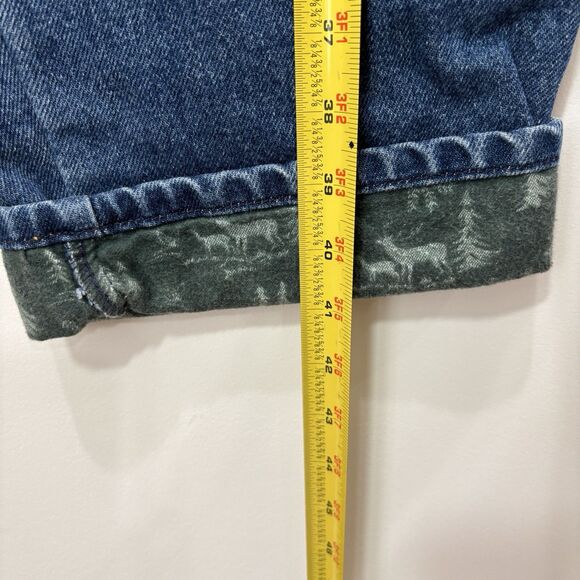 LL Bean Double L Flannel Lined Jeans Women 16R Deer Winter Denim Retro 80s Mom - Picture 6 of 9